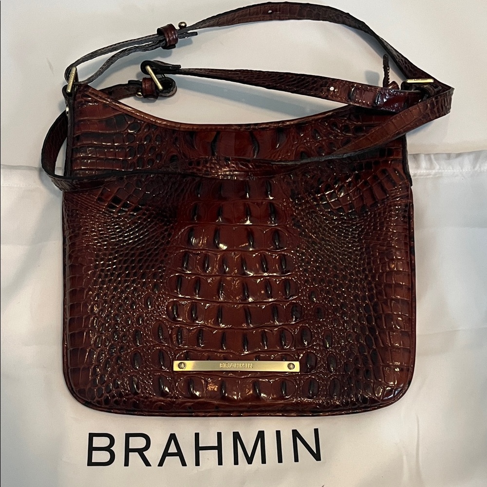 Brahmin Dark Brown Crocodile Crossbody Bag